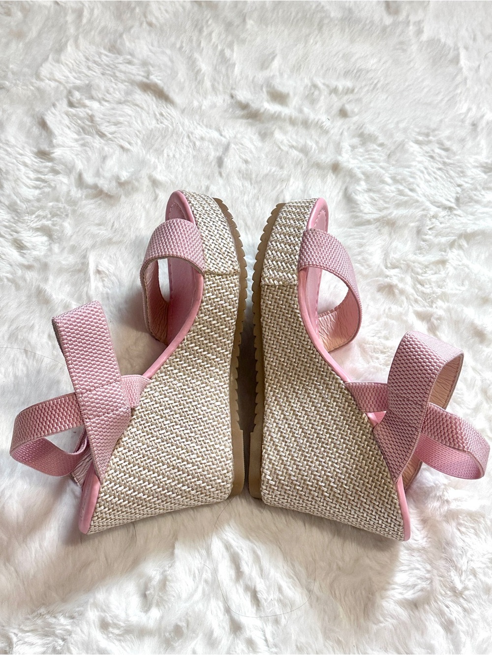 Pink Wedge Sandals with Espadrille Platform